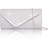 Larcenciel Clutch Purses for Women, Shiny Sequin Envelope Clutch Evening Bag with Chain, Fashion Sparkly Party Prom Purse