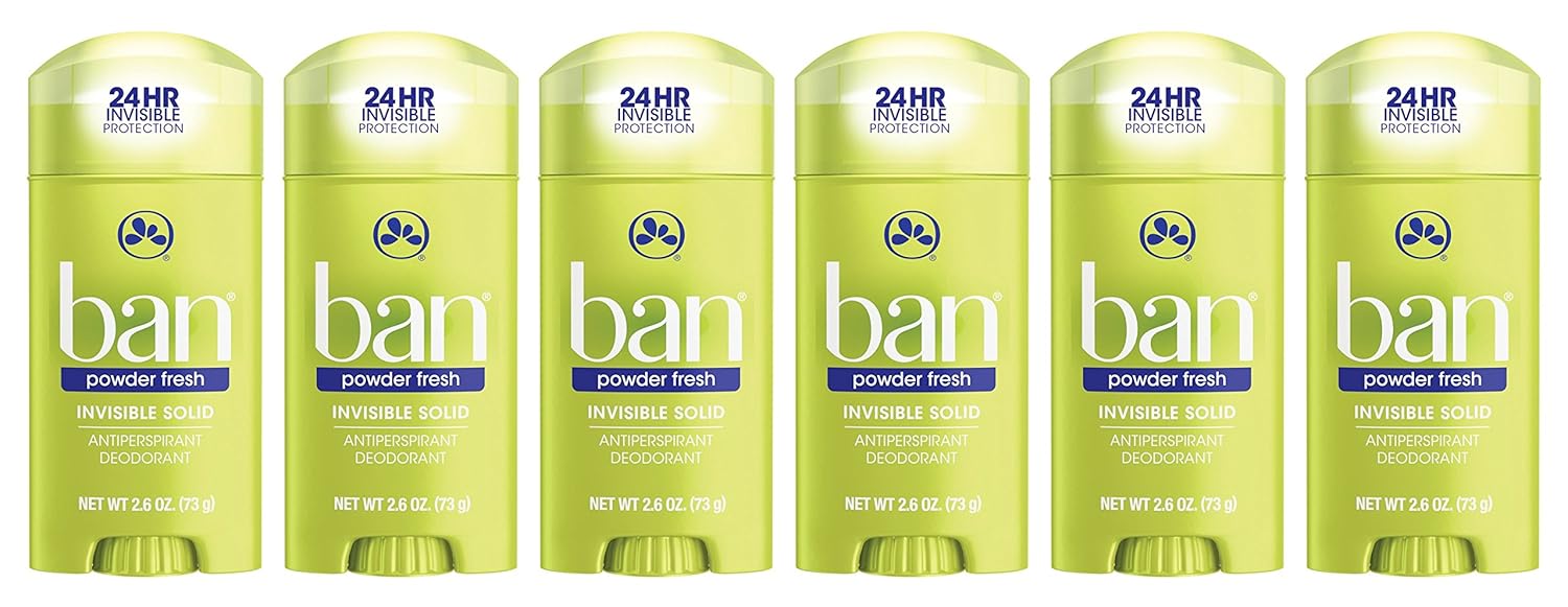 Ban Antiperspirant Deodorant, Invisible Solid, Powder Fresh, 2.6 Ounce