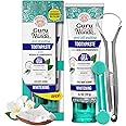 GuruNanda Hydroxyapatite Toothpaste, SLS & Fluoride Free, Whitening Toothpaste with Tongue Scraper & Squeezer - Freshens Brea