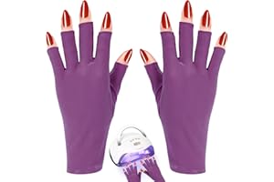 RAYOCON Uv-Gloves-for-Nail Lamp,UPF50+ UV Protection Gloves for Manicures,Fingerless Gloves for Protecting Hands from Nails UV Light(Purple)