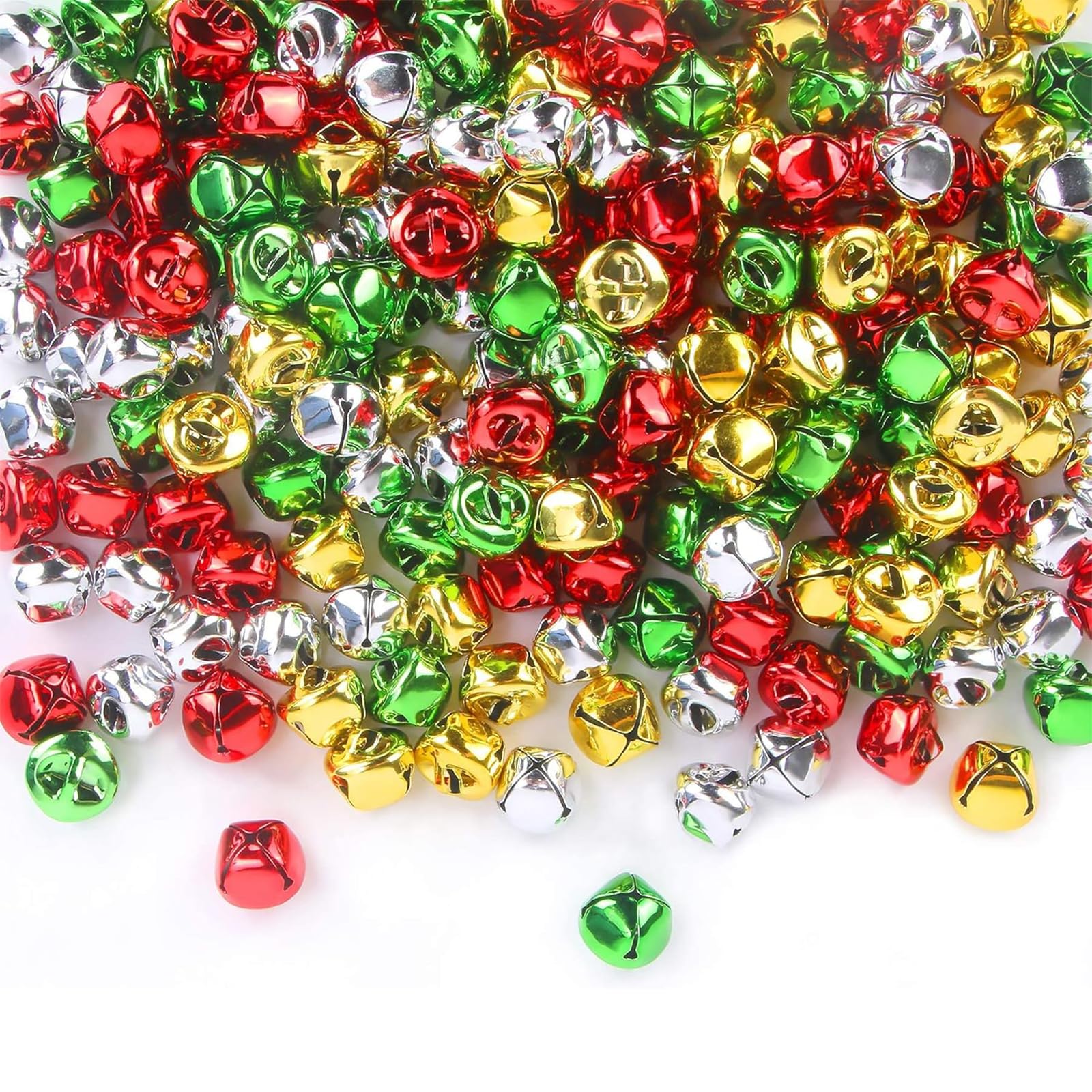 Photo 1 of 100pcs/1in Small Bells for Crafts Tiny Bells and Craft Bells in Bulk Small Jingle Bells for Crafting Christmas Halloween Decorations,4 Bright Colors Jingle Bell