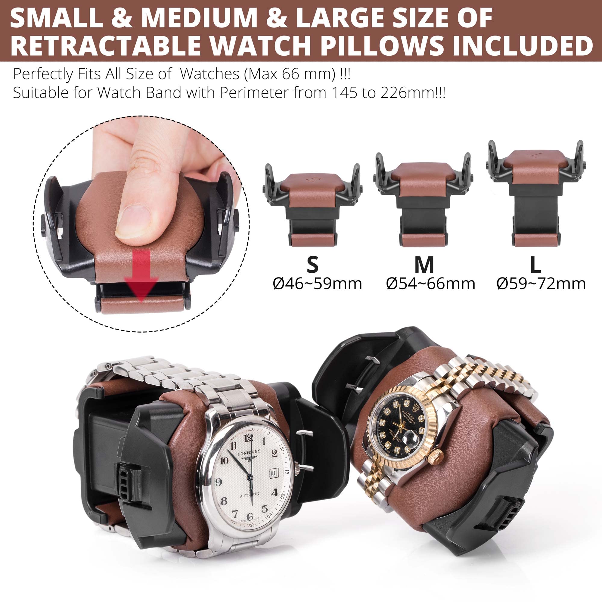Automatic Watch Winder with Quiet Running Motor Watch Winding Display+ 2 Storage Box, Built-in Illumination, Walnut Watch Winder for Rolex with 3 Adjustable Upgraded Watch Pillows, AC Adapter