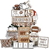 Fairysandy 27 Pcs Football Tiered Tray Decor Wooden Fall Game Day Set | Football Season Wood Signs Set, Wooden Rustic Footbal