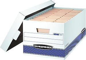 Bankers Box STOR/FILE Medium-Duty Storage Boxes, FastFold, Lift-Off Lid, Letter, Value Pack of 20 (0070110)