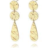 Minimalist Long Linear Drop Dangle Earrings with Luxury 18k Gold Plated High Shine Flat Chain Statement Jewelry for Women Party Gift 3.62”