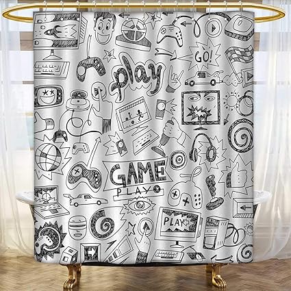 Amazon Com Anhounine Video Games Shower Curtains With Shower