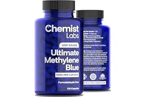 Chemist Labs Methylene Blue Capsules for Humans - USP Grade 99% Purity, Methylene Blue Pharmaceutical Grade, Third Party Tested, Supports Cellular & Mitochondrial Function, Made in USA, 120 Count