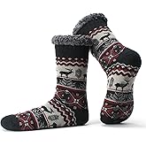 The Metluks Men's Slipper Socks with Non-Slip Grippers, Thermal Fuzzy Warm Sherpa Lining, Cozy Gifts