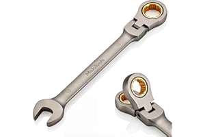 MoJoTools 10mm Flex-Head Ratcheting Combination Wrench, 72-Tooth Metric Spanner, Non-Slip Matte Nickel Finish, Cr-V Steel, 18
