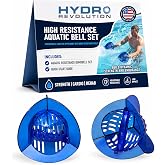 AquaLogix Total Body Pool Weights for Water Exercise Bundle, Polycarbonate Upper Body Bells &amp; Padded Lower Body Fins, Aqua Therapy, Pool Exercise, Water Aerobics, Color Indicate Resistance Level