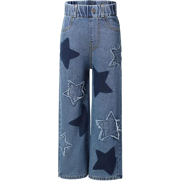SweatyRocks Jeans Mädchen - Hohe Taille Weitbeinhose - Denim Jeans Mit Reißverschluss & Taschen