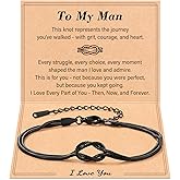 Tarsus Valentines Day Gifts for Men/Husband/Son, Black Love Knot Bracelet Jewelry Christmas Anniversary Birthday Gift Ideas