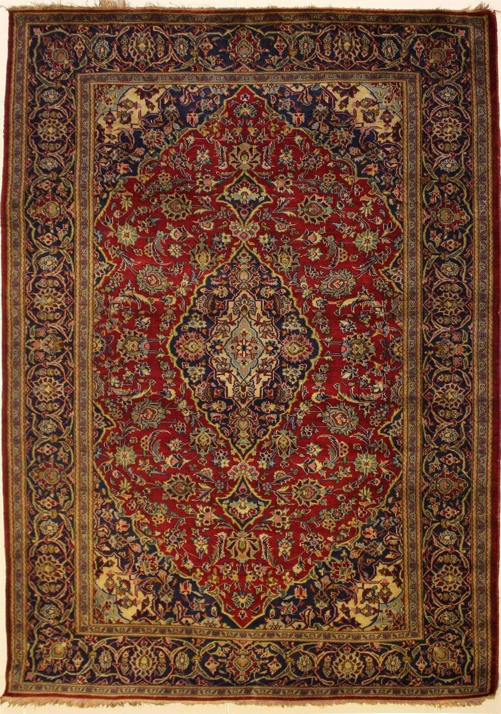 RugsTC 4'7 x 7'0 Pak Persian Area Rug with Wool Pile - Tribal Kashan Design | 100% Original Hand-Knotted in Red,Blue,White colors | a 4.5x7 Rectangular Double Knot Rug