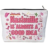 AIS JFF Nashville Makeup Bag, Western Women's Gift Country Music Theme Gift Suitable Traveling Female Friends, Sisters' Birthdays, Christmas, Bachelorette Parties