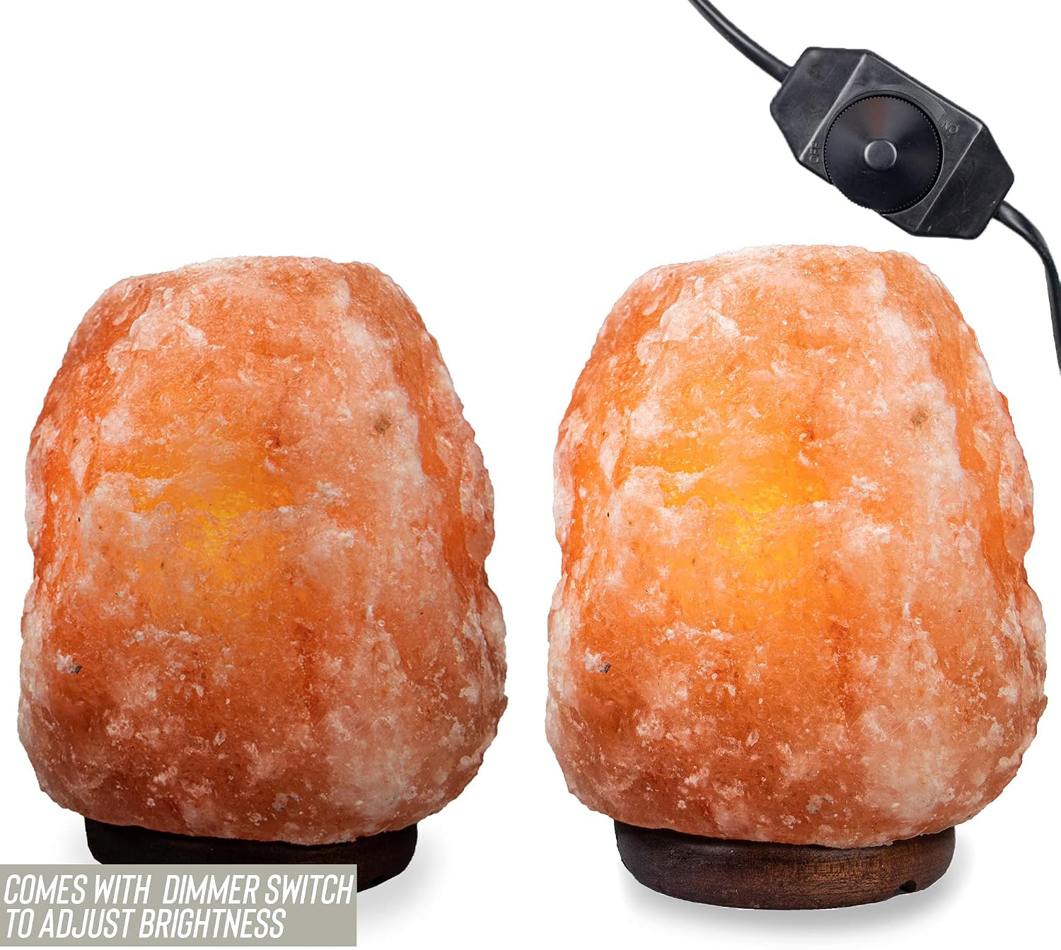 Myga 1-2KG Himalayan Natural Salt Lamp - Handcrafted Crystal Rock Salt Lamp on Wooden Base - Healing Himalayan Salt Lamp with Dimmer Switch and British Standards CE Certified Plug with a 15W Bulb - Image 5