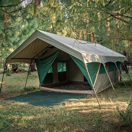 Bushtec Adventure Echo 2200 Luxury Waterproof Ripstop Canvas All-Season 3 Room Glamping Resort Style Tent