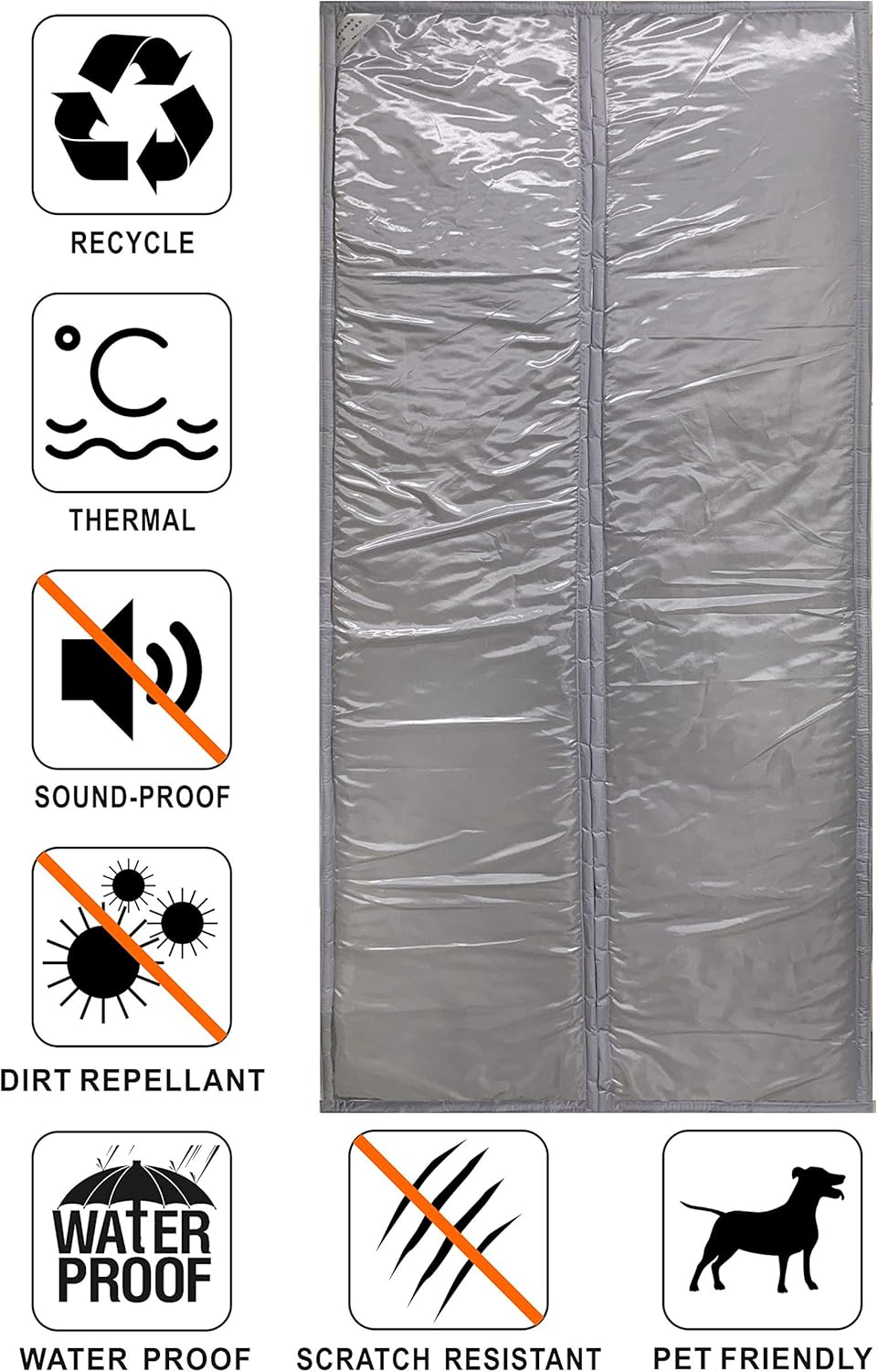 Liveinu Thermal Insulated Door Curtain Storm Wind Fleece