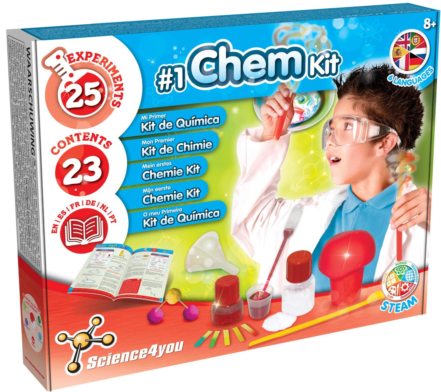 Science4you My First Chemistry Set, Science Kits for Kids - Science Lab with 25 Experiments for Kids: Chemistry Lab with Explosive Experiments - Educational Science Kits and Stem Toys Age 8 9 10 11+