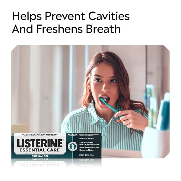LISTERINE ESSENTIAL CARE TOOTHPASTE, BAD BREATH TREATMENT, CAVITY PREVENTION, FLUORIDE TOOTHPASTE; POWERFUL MINT FLAVOR, 4.2 OZ, 6 PACK
