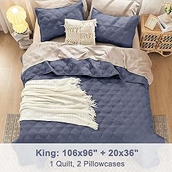 Litanika King Size Quilt Bedding Set, Dark Blue