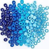 MIIIM 1000PCS 6x9mm Pony Beads Bulk, 5 Styles Blue Pony Beads for Bracelets Making Kit, Kandi, Hair Braids Crafts for Jewelry Making (Blue)
