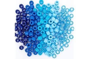 MIIIM 1000PCS 6x9mm Pony Beads Bulk, 5 Styles Blue Pony Beads for Bracelets Making Kit, Kandi, Hair Braids Crafts for Jewelry Making (Blue)