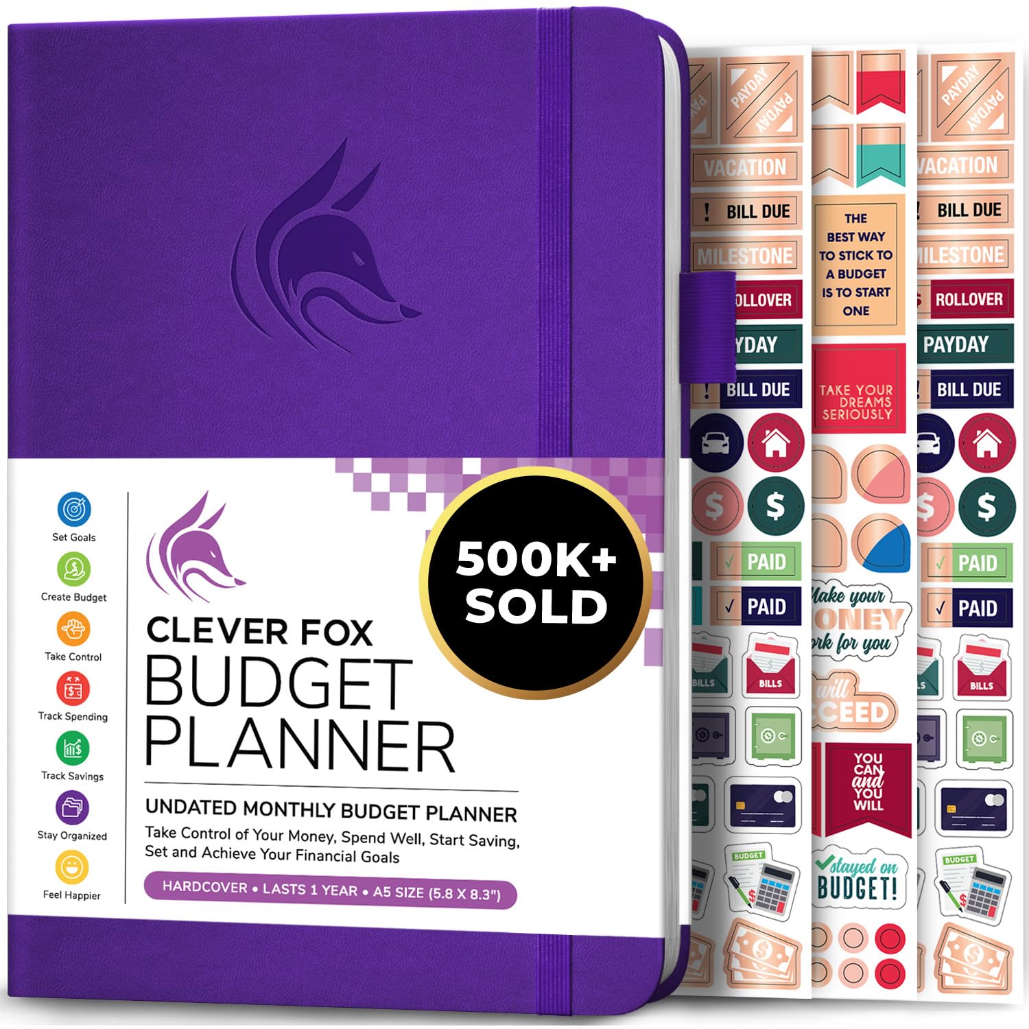 Clever Fox Budget Planner - Expense Tracker Notebook. Monthly Budgeting Journal, Finance Planner & Accounts Book to Take Control of Your Money. Undated - Start Anytime. A5 Size, Purple Hardcover