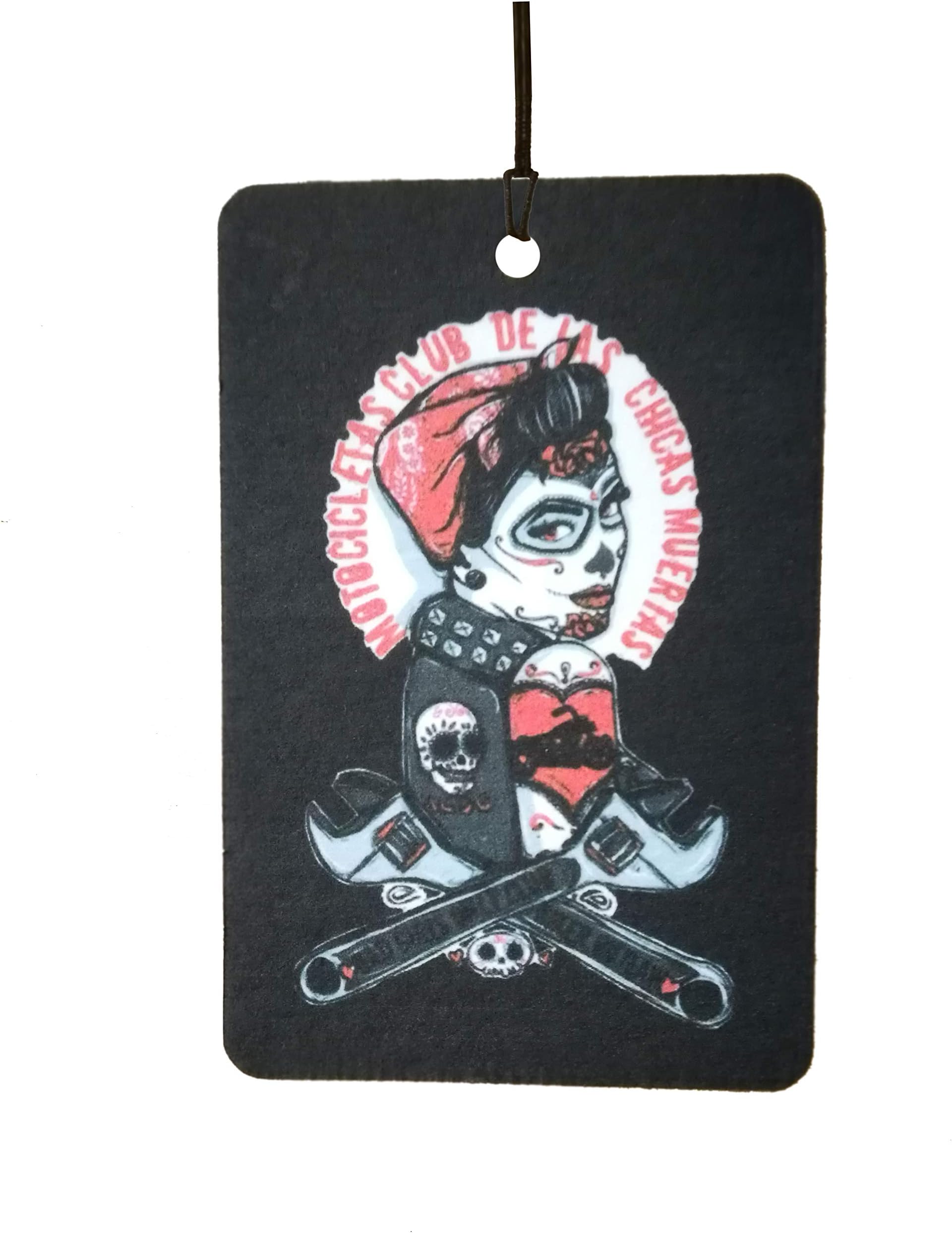 Candy Skull Girls Club Sugar Skeleton Car Air Freshener (Fun Halloween/Xmas Christmas Stocking Filler/Secret Santa/Novelty Scented Gift)