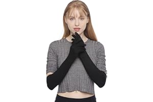 F FLAMMI Flammi Women Knit Long Gloves Touchscreen Wool Blended Arm Warmers with Fingers Winter Warm Gloves