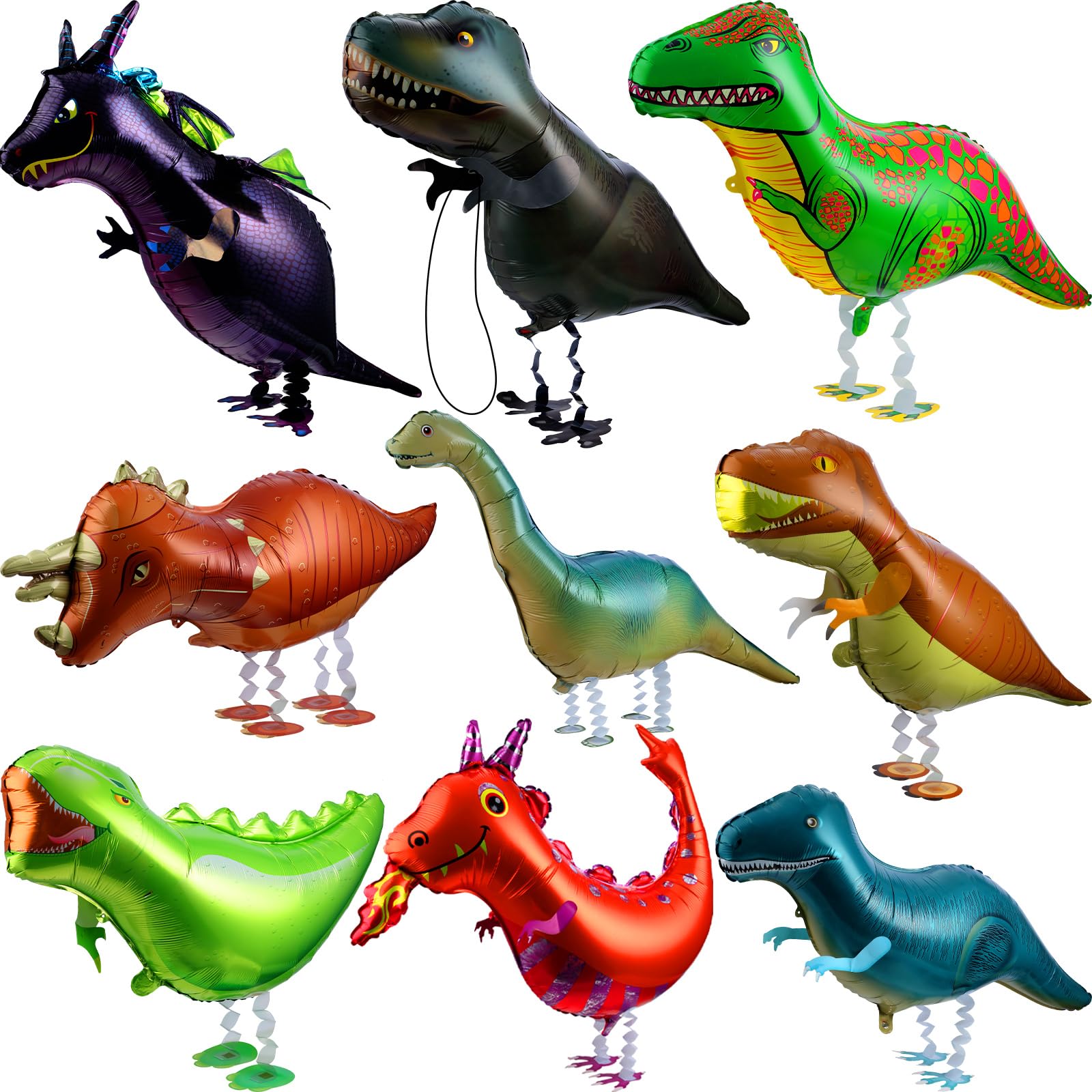 Photo 1 of Sumind 9 Pcs Walking Dinosaur Balloons Large Cartoon Walking Animal Dino Balloon Helium Foil Balloons Dino Balloon for Animal Dinosaur Theme Birthday Boys Girls Party Favors and Shop Decoration