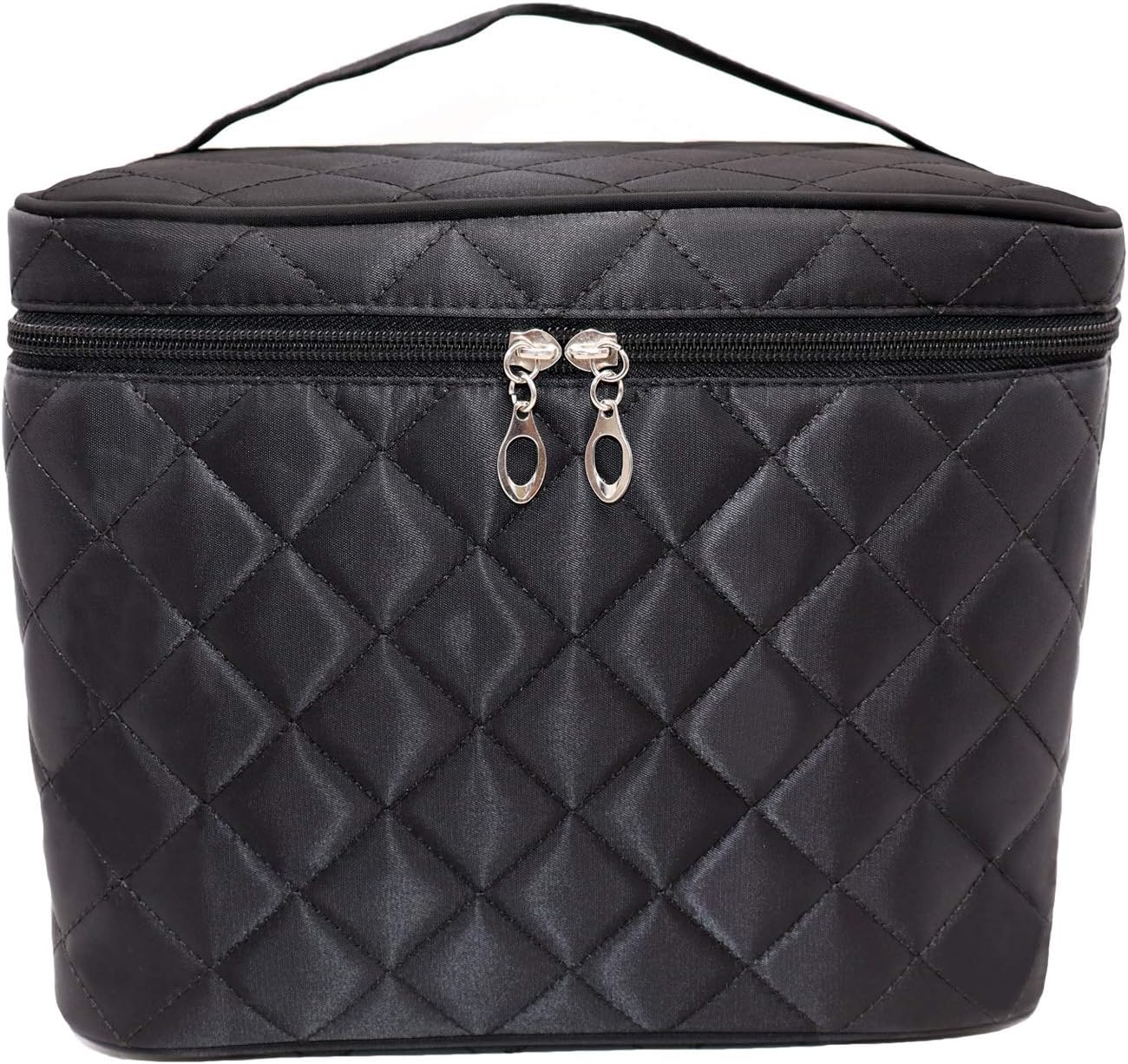Large Make Up Bag,Portable Cosmetic Bag with Handle Zipper Waterproof Make Up Organizer Bag Travel Toiletry Bag for Women Girls (Black)