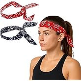 Iconikal 4-Pack Cooling Gel Bandana Head Band, 38-Inch, Red Blue Paisley, Cotton