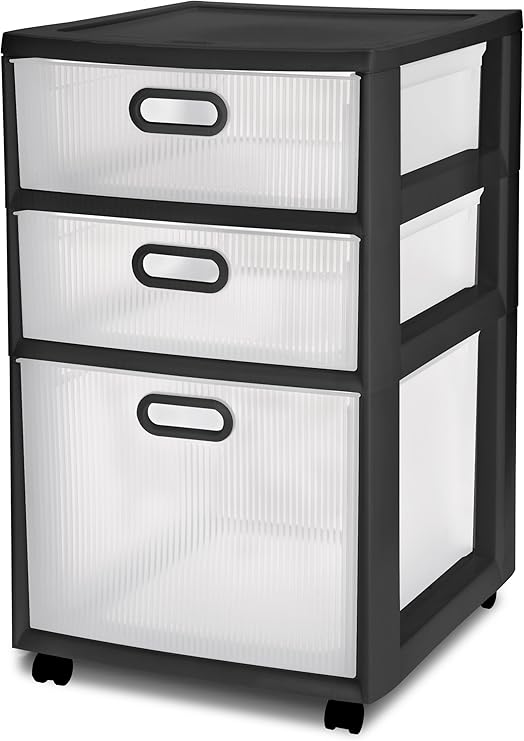 Amazon Com Sterilite 36129002 Ultra 3 Drawer Cart Black Frame