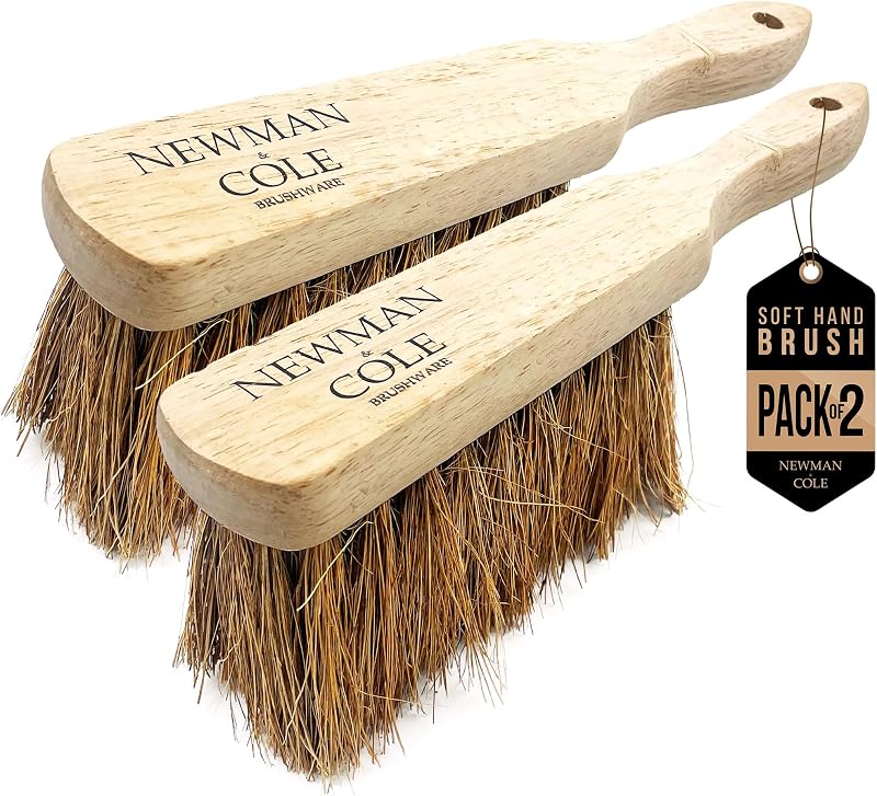 Newman and Cole Natural Wooden Hand Brush Pack Two Coco Soft Bristles