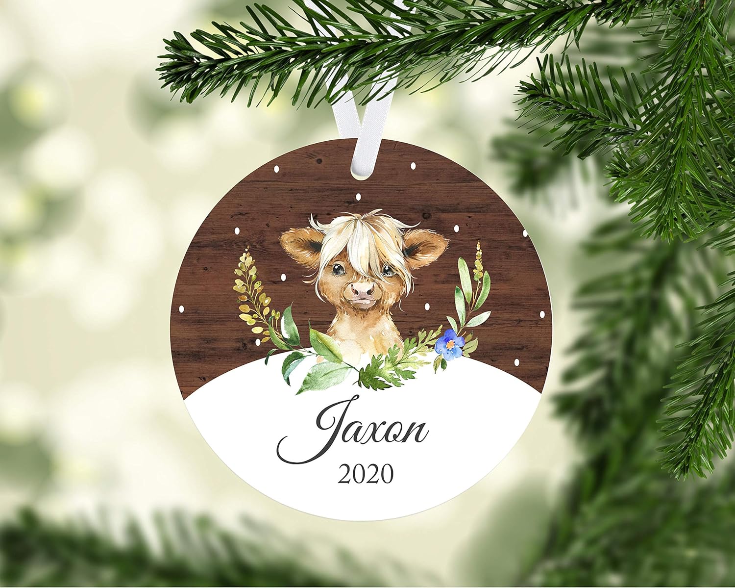 EricauBird Christmas Decoration-Baby Cow Ornament, 2020 Baby Ornament, Highland Cow Ornament, Baby Gift, Gift for Baby boy Annual Ornament, Keepsake Ornament, Christmas Ornament