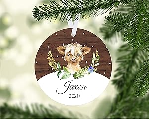 EricauBird Christmas Decoration-Baby Cow Ornament, 2020 Baby Ornament, Highland Cow Ornament, Baby Gift, Gift for Baby boy Annual Ornament, Keepsake Ornament, Christmas Ornament