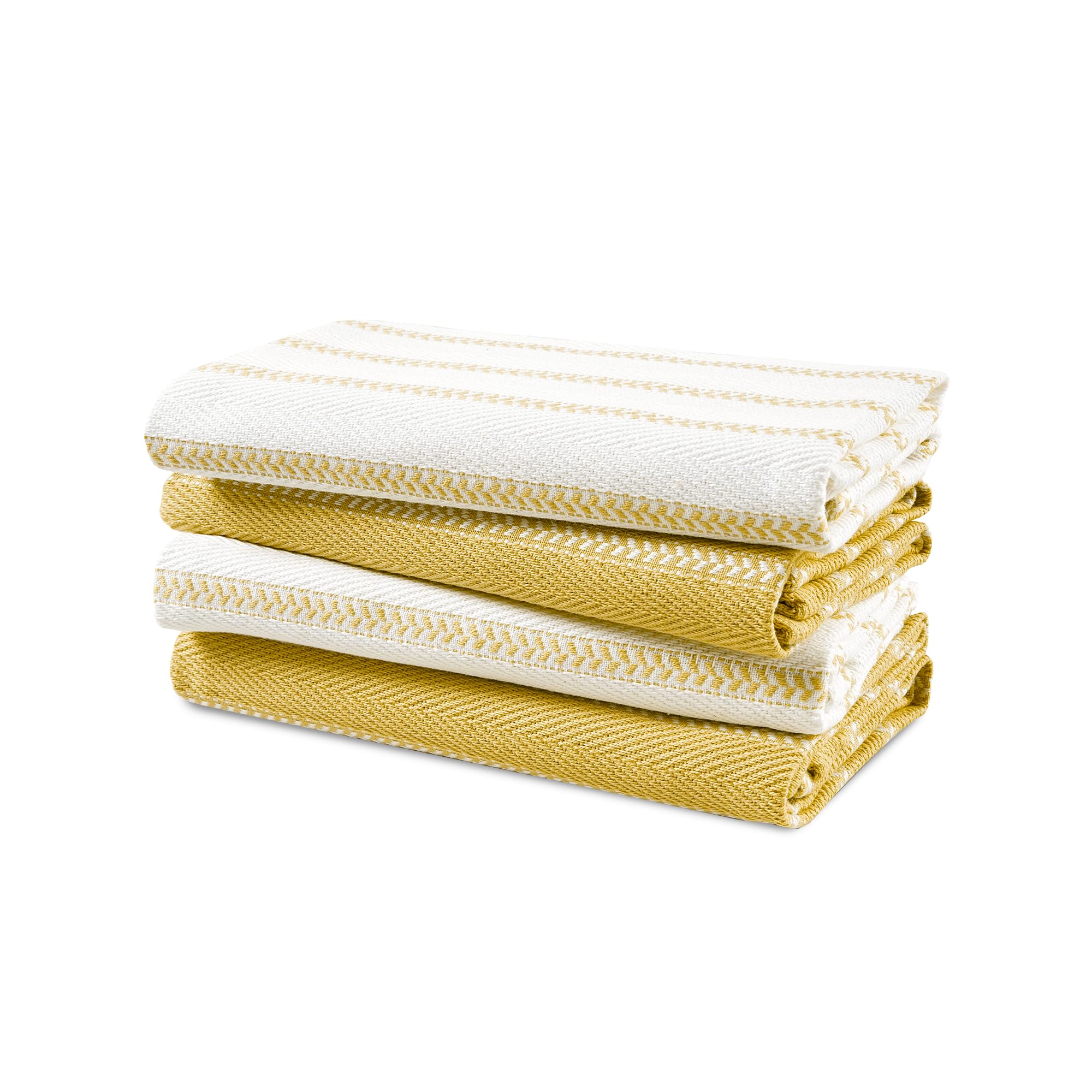 LANE LINEN Kitchen Tea Towels Set – 4 Pack (18” x 28”) 100% Cotton Dish Towels, Absorbent & Quick Drying Kitchen Cloth with Hanging Loop - Yellow