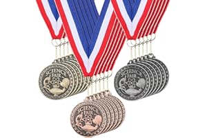 Landical 30 Pcs Science Fair Award Medals 2 Inch Bulk Gold Medals with Neck Ribbons Science Fair Project Participation Prizes