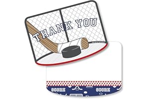 Big Dot of Happiness Shoots and Scores - Hockey - Shaped Thank You Cards - Baby Shower or Birthday Party Thank You Note Cards