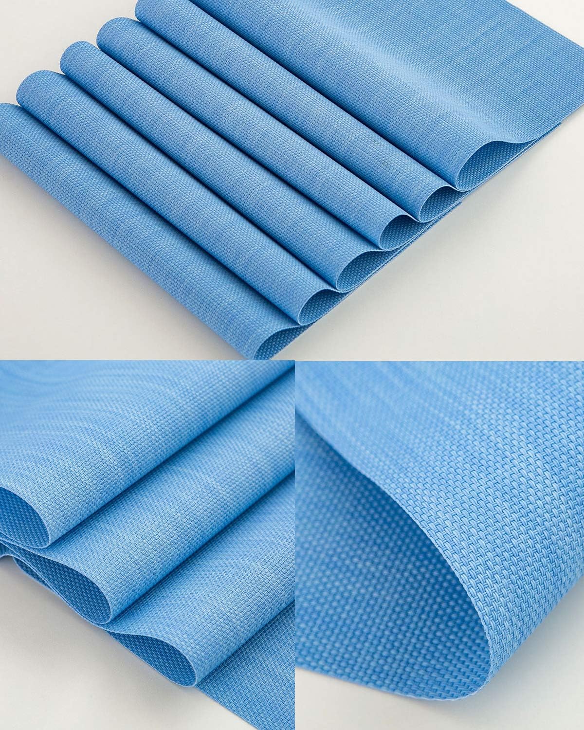 Placemats Place Mat Gray Table Mats Set of 6 Non Slip Easy to Clean Wipeable Crossweave Woven Vinyl Washable Place Mats for Dining Kitchen Restaurant Table: Home & Kitchen
