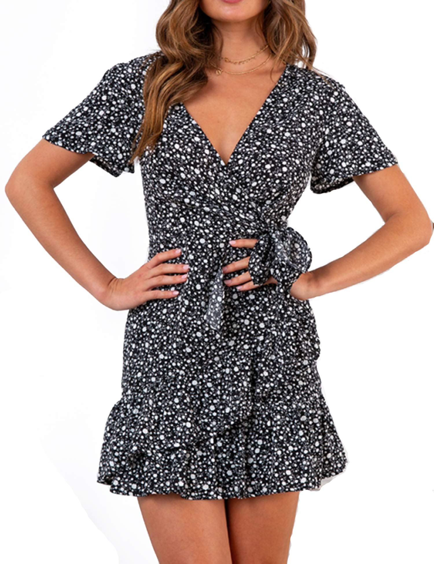 V Neck Casual Short Dresses 