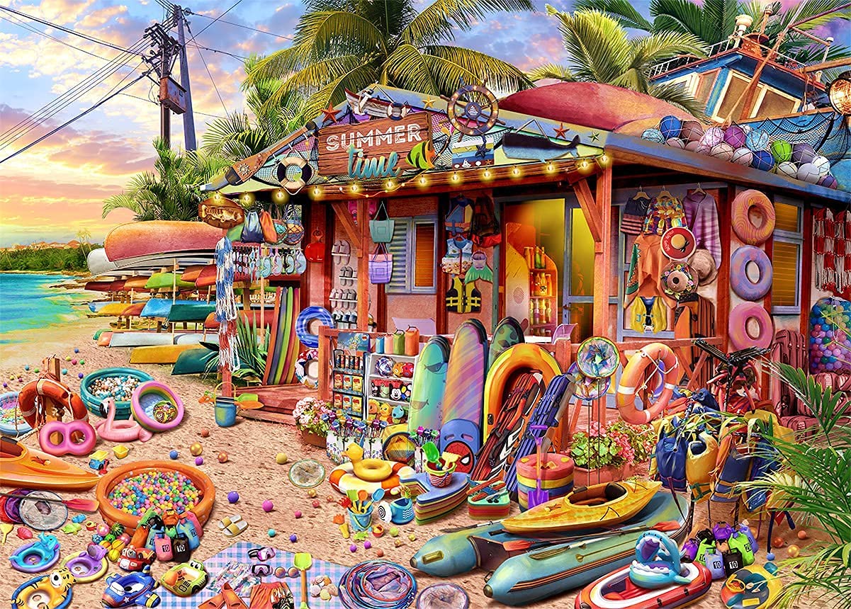 Photo 1 of HUADADA Jigsaw Puzzles for Adults 1000 Pieces, Beach Shop Interlock Perfectly No Dust, Home Decors Family Challenge Toys for Men Women Elders Seniors (27.5"x19.6"), 1:1 Poster