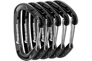 FresKaro 5pcs Nano Carabiner Clips, 8kN 1798lbs, Small Sturdy, Reliable Time-Tested Strong Spring Wiregate, Mini Size 2.37inch, Choice of 5colors