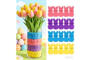 ZMLTLMG 48Pcs Easter Decorations for Home, 4 Colors Easter Sponge Rabbit Toy, Easter Bunnies Vase Filler Set, Spring Decor Ce