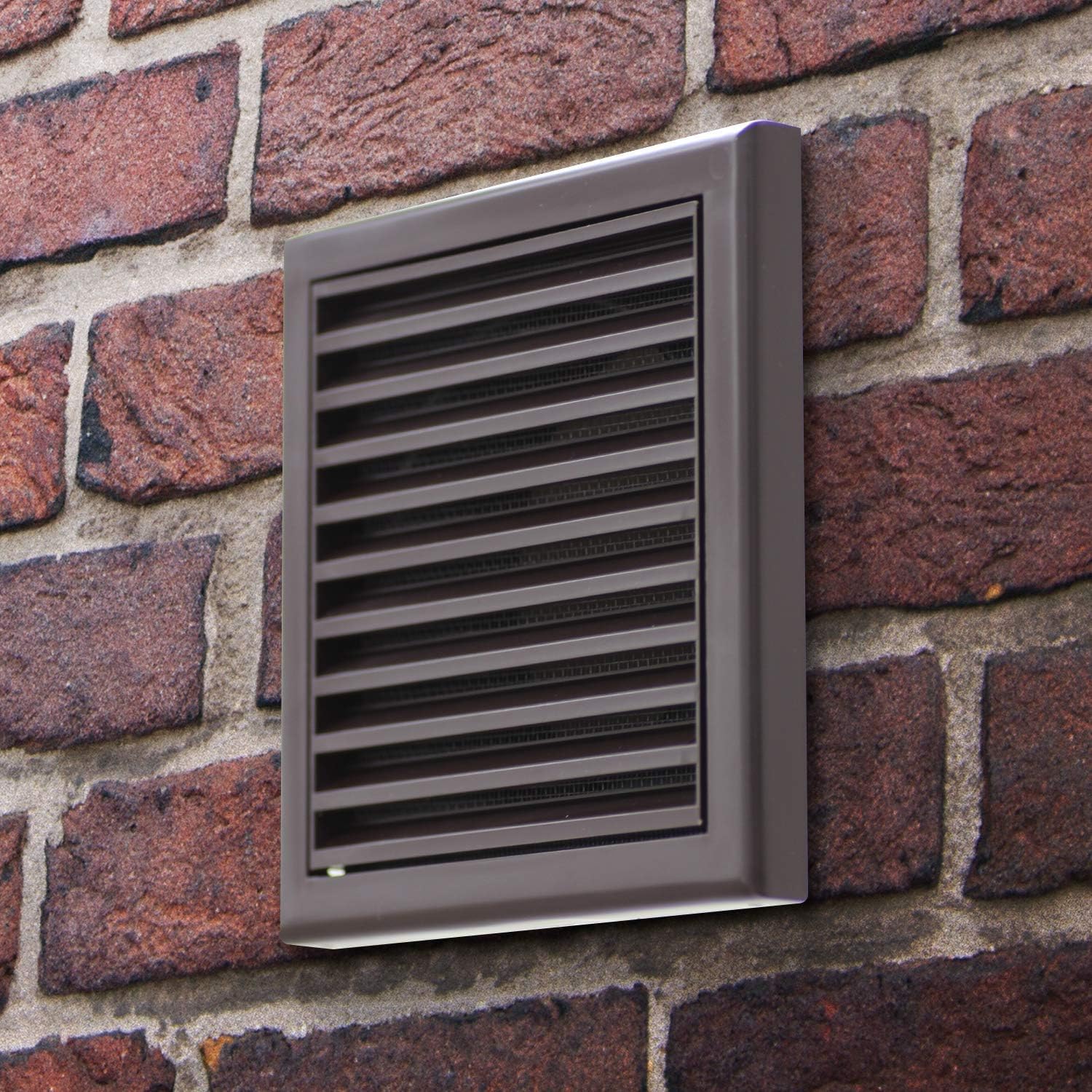 Louvred Wall Vent Grille 100mm - 4 Inch Brown with Flyscreen For Internal Or External Use - Image 4