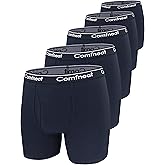 Comfneat Men's 5-Pack Big & Tall 3XL-7XL Boxer Briefs Cotton Spandex Underwear Underpants with Fly
