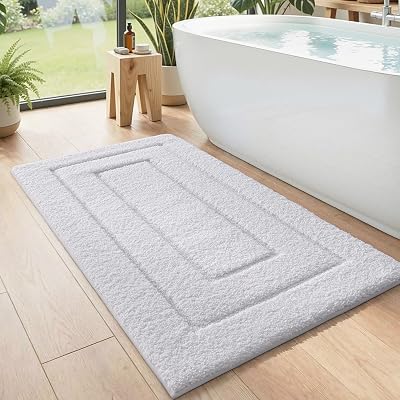 DEXI Bath Mat 60 x 110 cm Microfiber Non Slip White