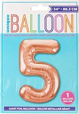 Unique Rose Gold Number 5 Large Foil Balloon 86cm One Piece view 2