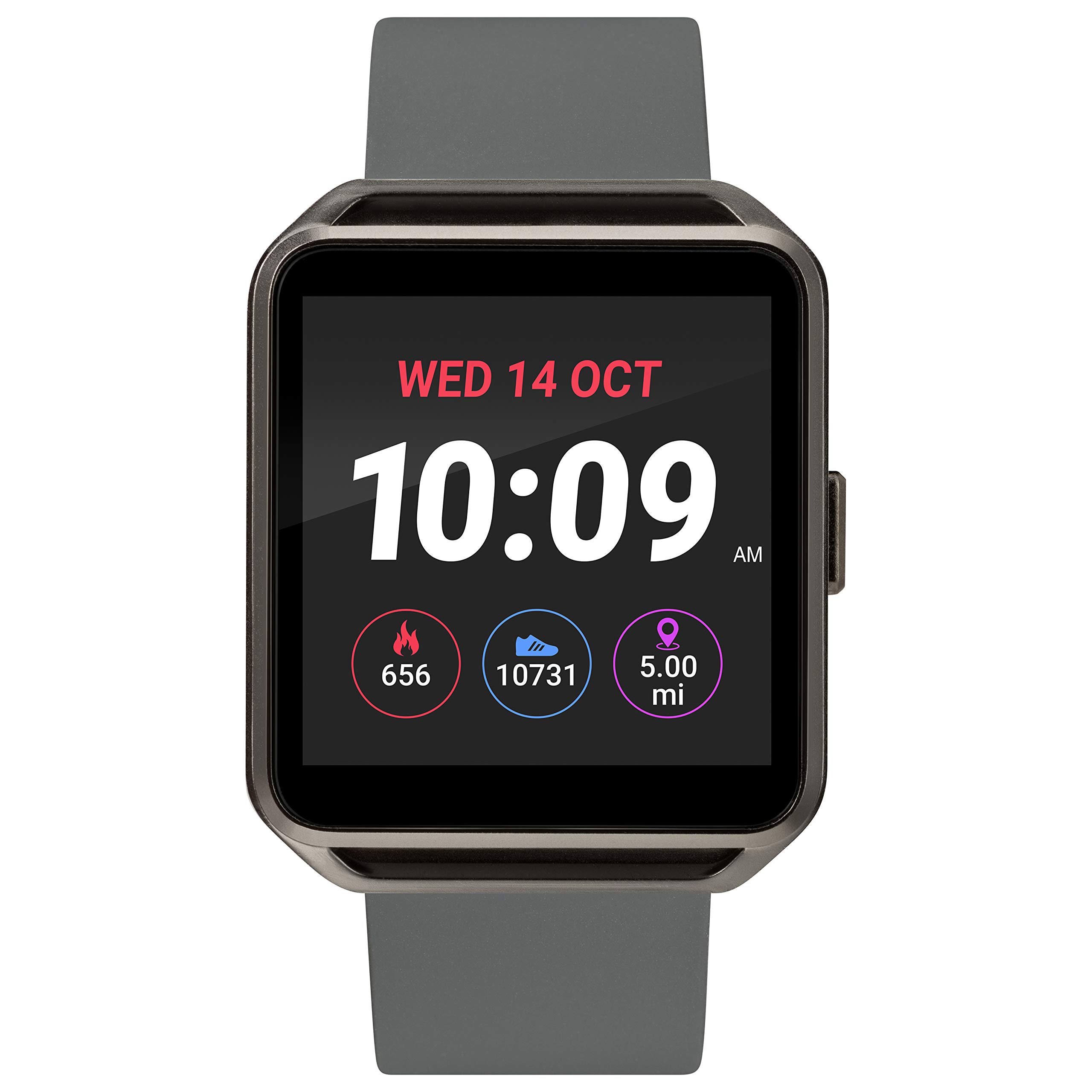 Iconnect Rectangle Gunmetal Case Digital Dial Gray Silicone Strap TW5M31300