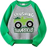 HQHKEPWA Kids St Patricks Day Sweatshirt Girls Boys Patrick's Shamrock Clover Monster Truck Tractor Toddler Shirt Long Sleeve
